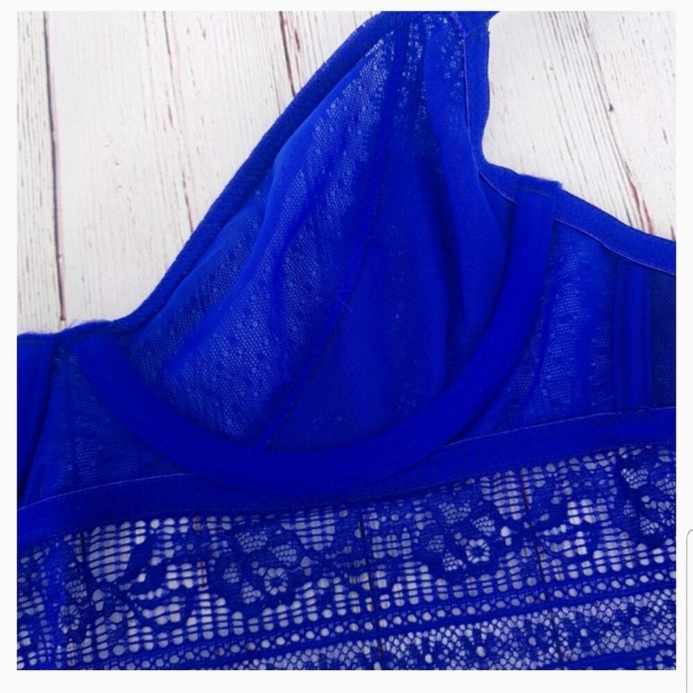 NWT Free People Get Off My Cloud Longline Lace Bra Cobalt Blue 32B - Picture 7 of 9
